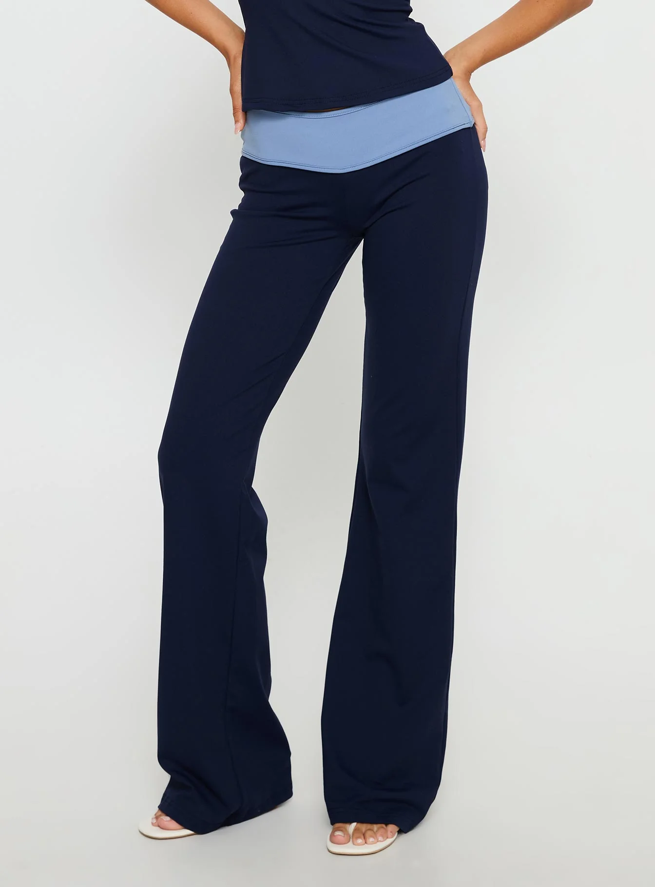 Kobee Jersey Flare Pants Navy / Light Blue