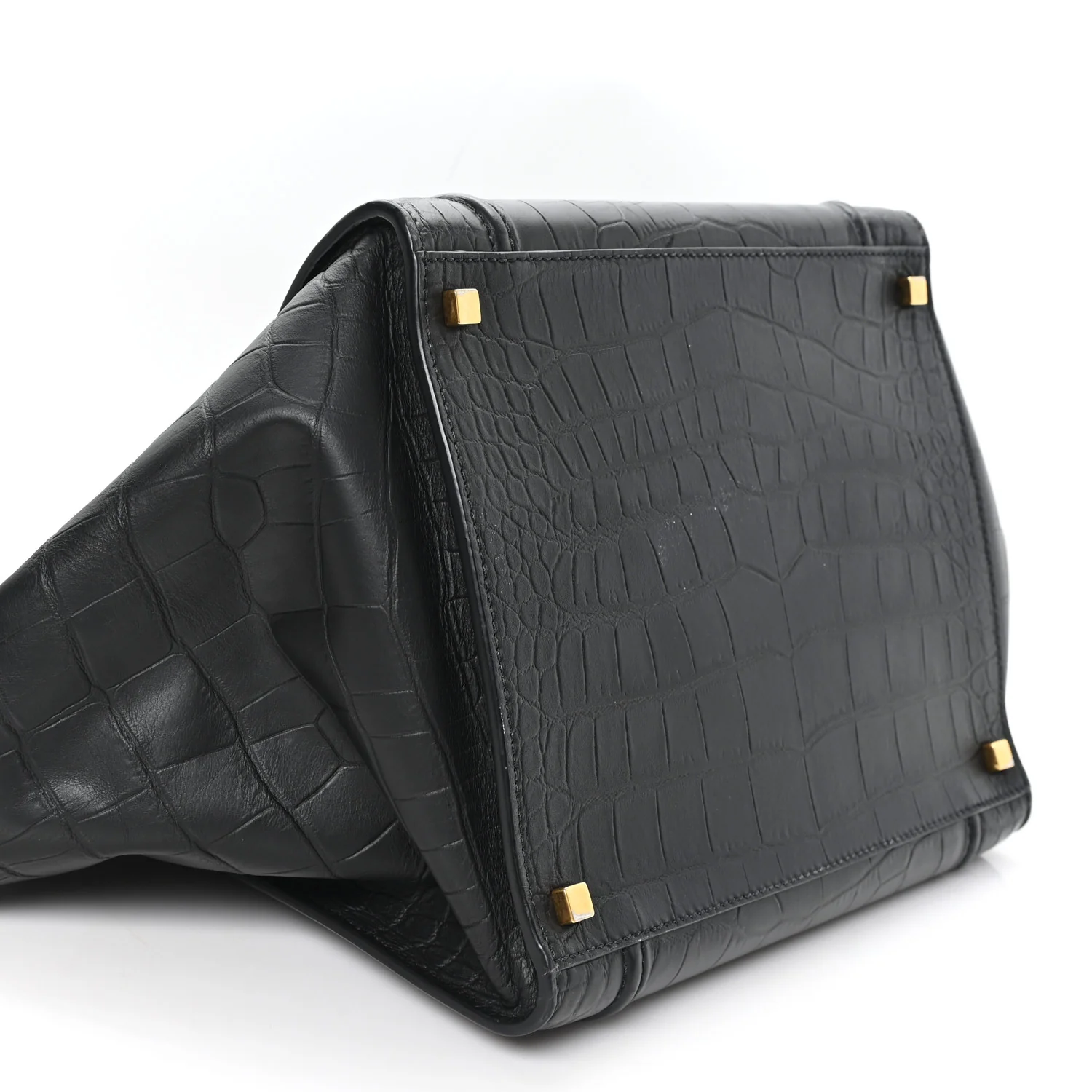 Crocodile Embossed Calfskin Medium Phantom Luggage Black - Top Club