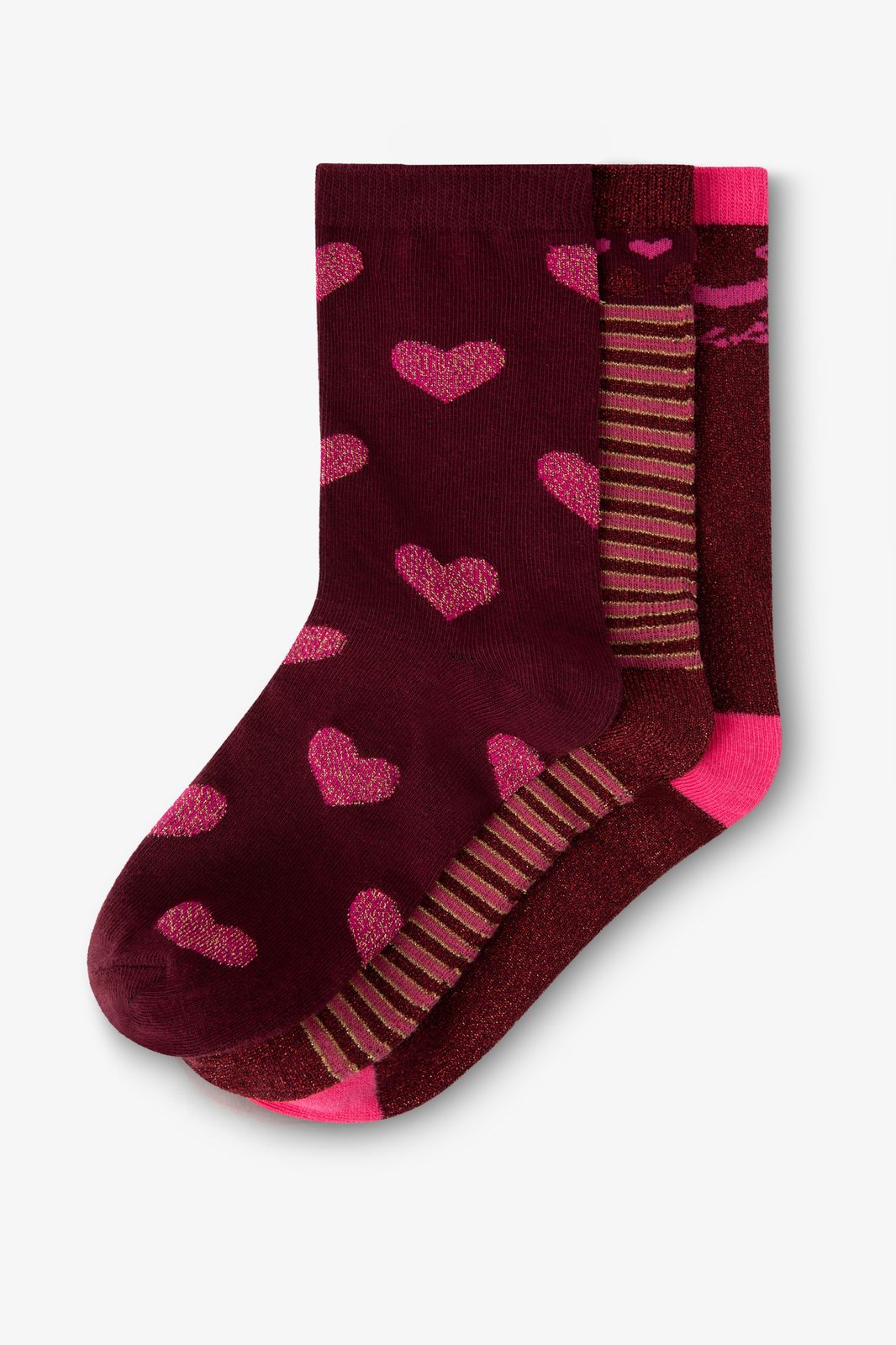 Donkerrode sokken set van 3