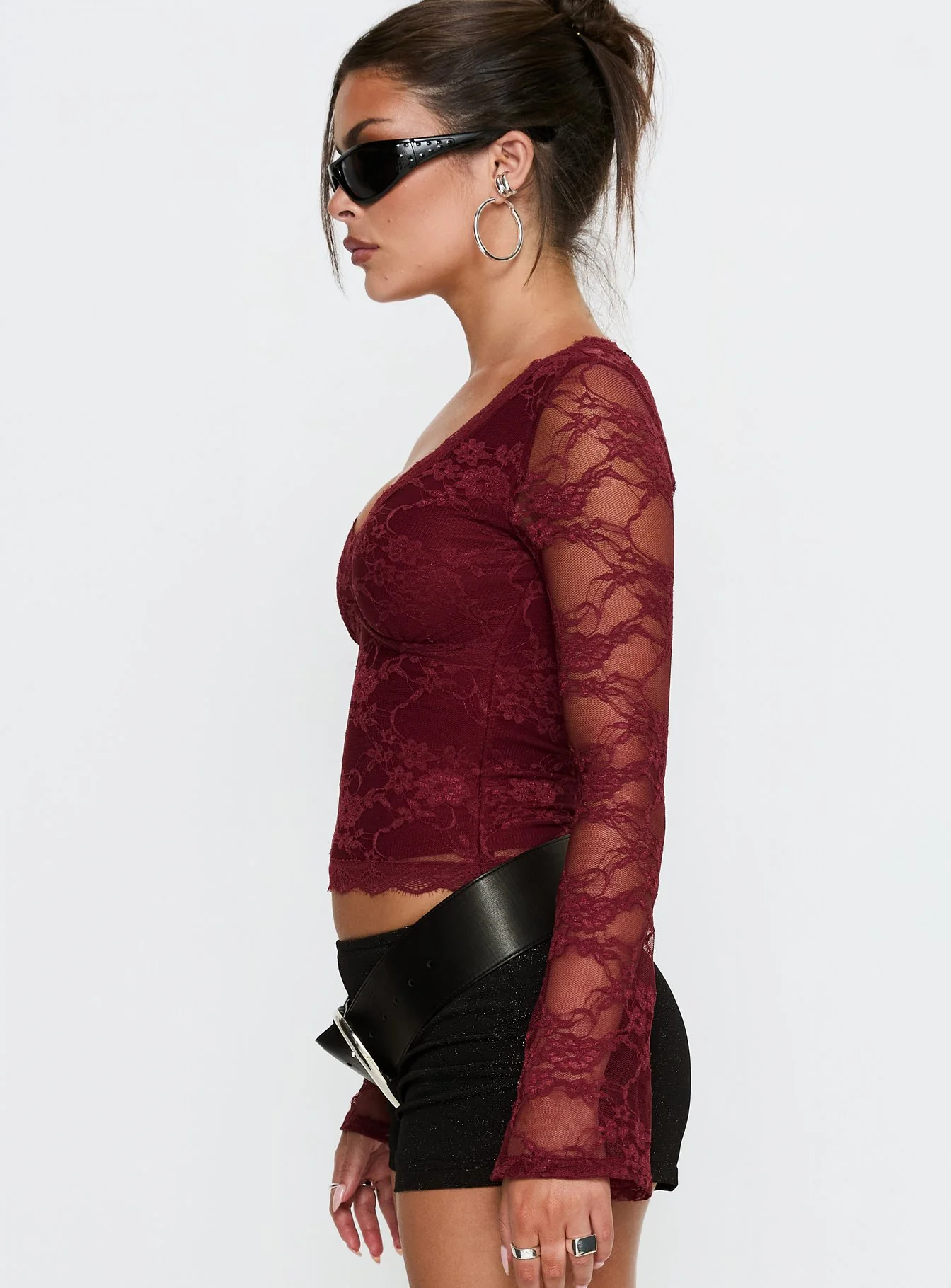 Pitter Long Sleeve Top Burgundy