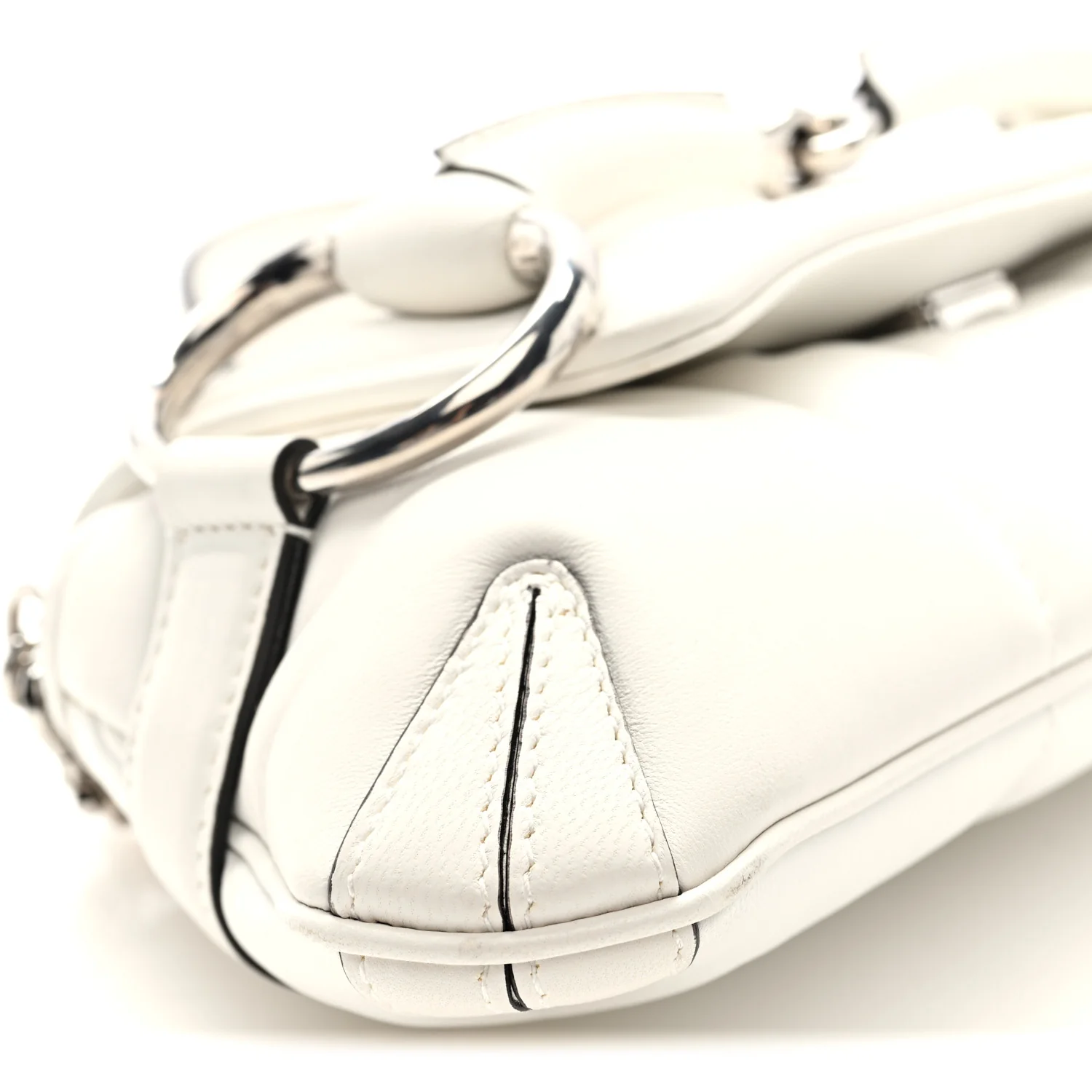 Nappa Vertical Matelasse Small Maxi Horsebit Chain Shoulder Bag Great White - Top Club