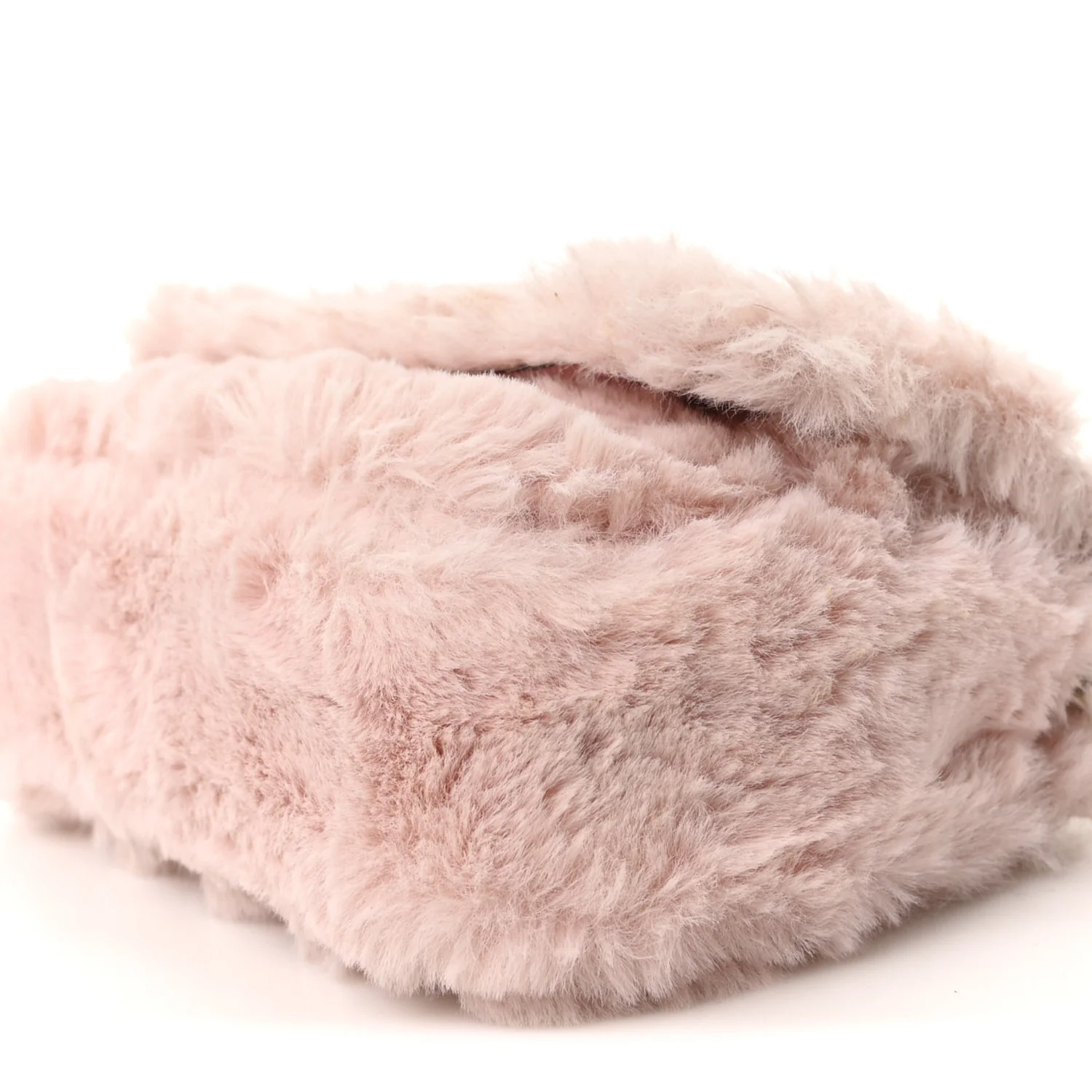 Faux Fur Quilted Virtus V Mini Chain Flap Shoulder Bag English Rose - Top Club