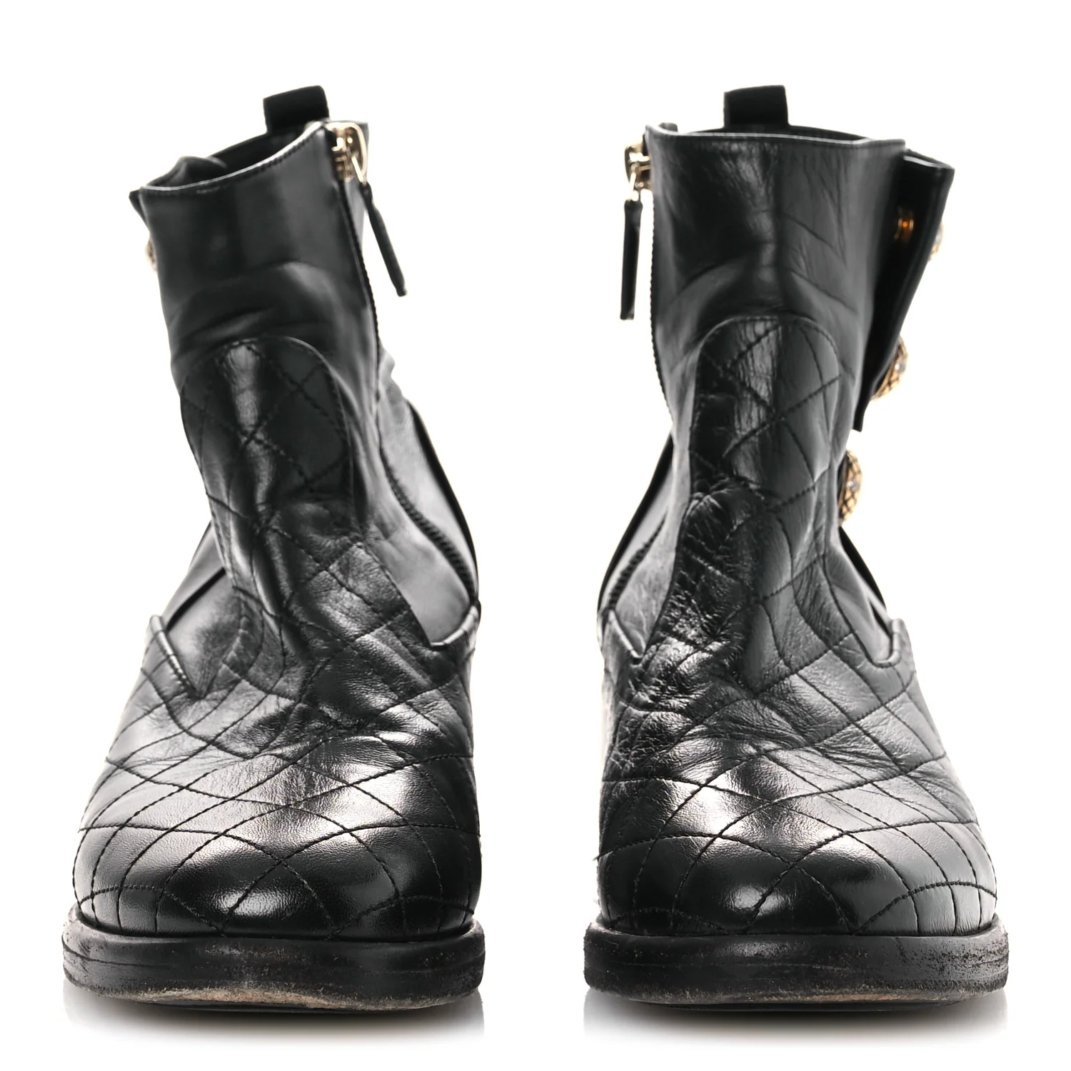 Lambskin Pearl Short Boots 38.5 Black - Top Club