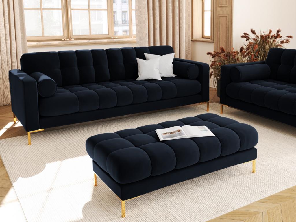 Laocacasas - Sofá "Bali" 4 plazas de terciopelo azul oscuro - 217x92x75cm