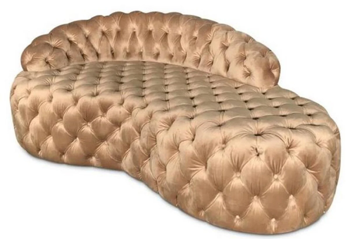 Luxury Chesterfield velvet chaise longue gold 162 x 94 x H. 65 cm - Chesterfield furniture - luxury quality