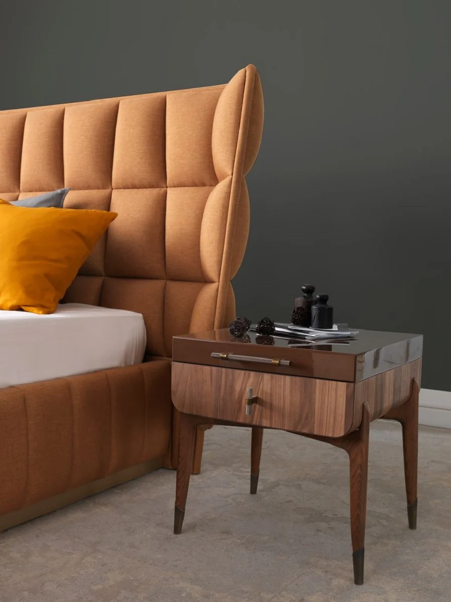 Luxury nightstand brown / dark brown 49 x 54 x H. 51 cm - Solid wood bedside table with 2 drawers - Bedroom furniture - Hotel furniture - Luxury furniture