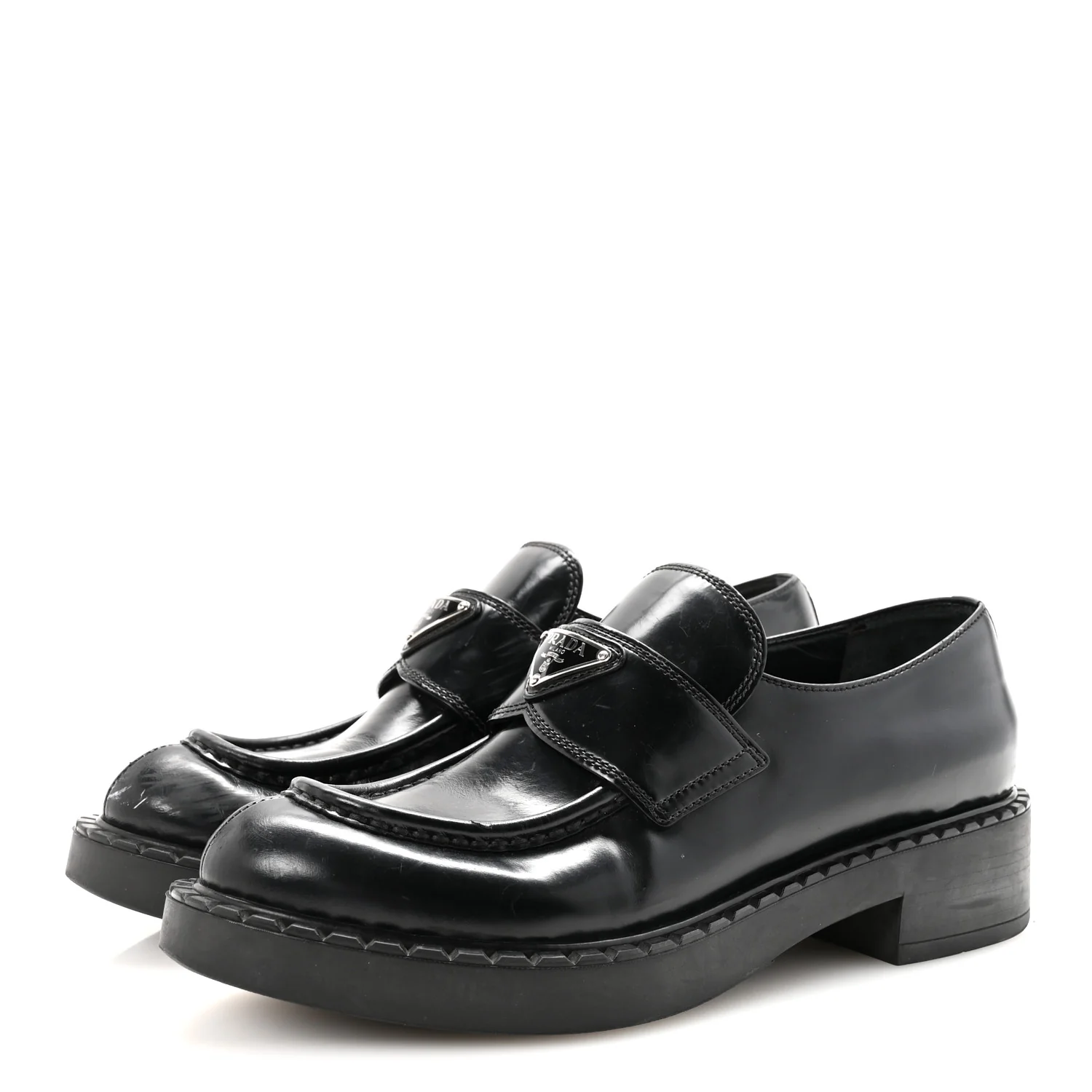 Spazzolato Metal Triangle Logo 50mm Loafers 40 Black - Top Club