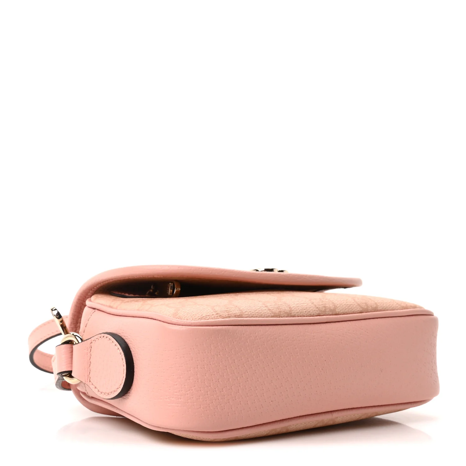 GG Supreme Monogram Textured Dollar Calfskin Mini Ophidia Flap Shoulder Bag Rose Pink - Top Club