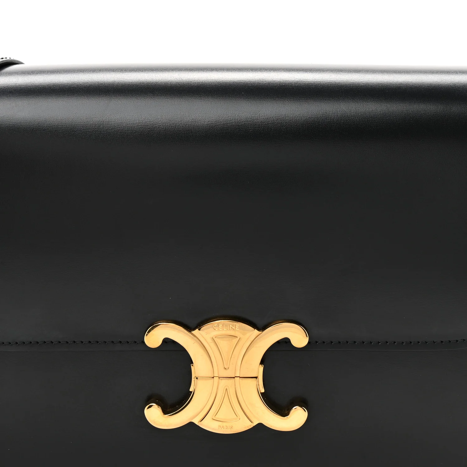 Shiny Calfskin Medium Triomphe Black - Top Club