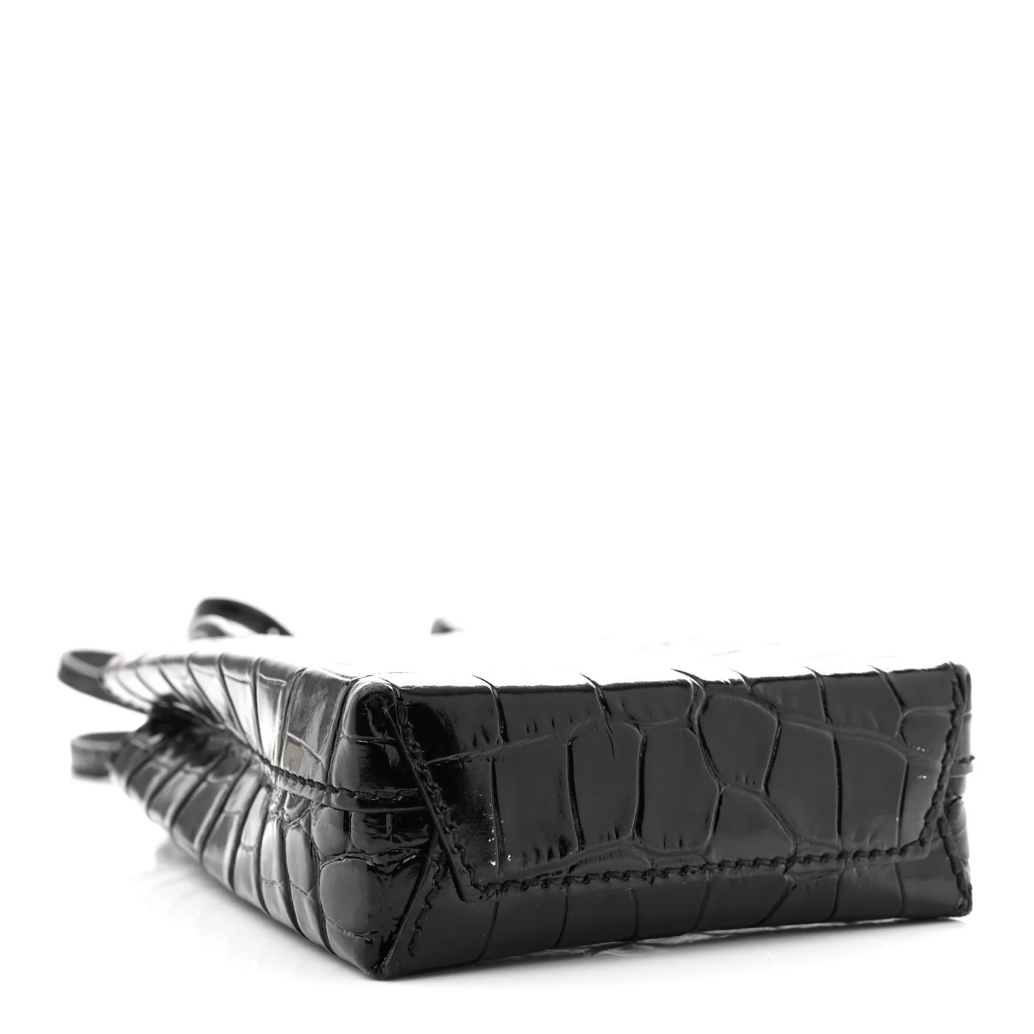 Calfskin Crocodile Embossed Logo Shopping Phone Holder Bag Black - Top Club
