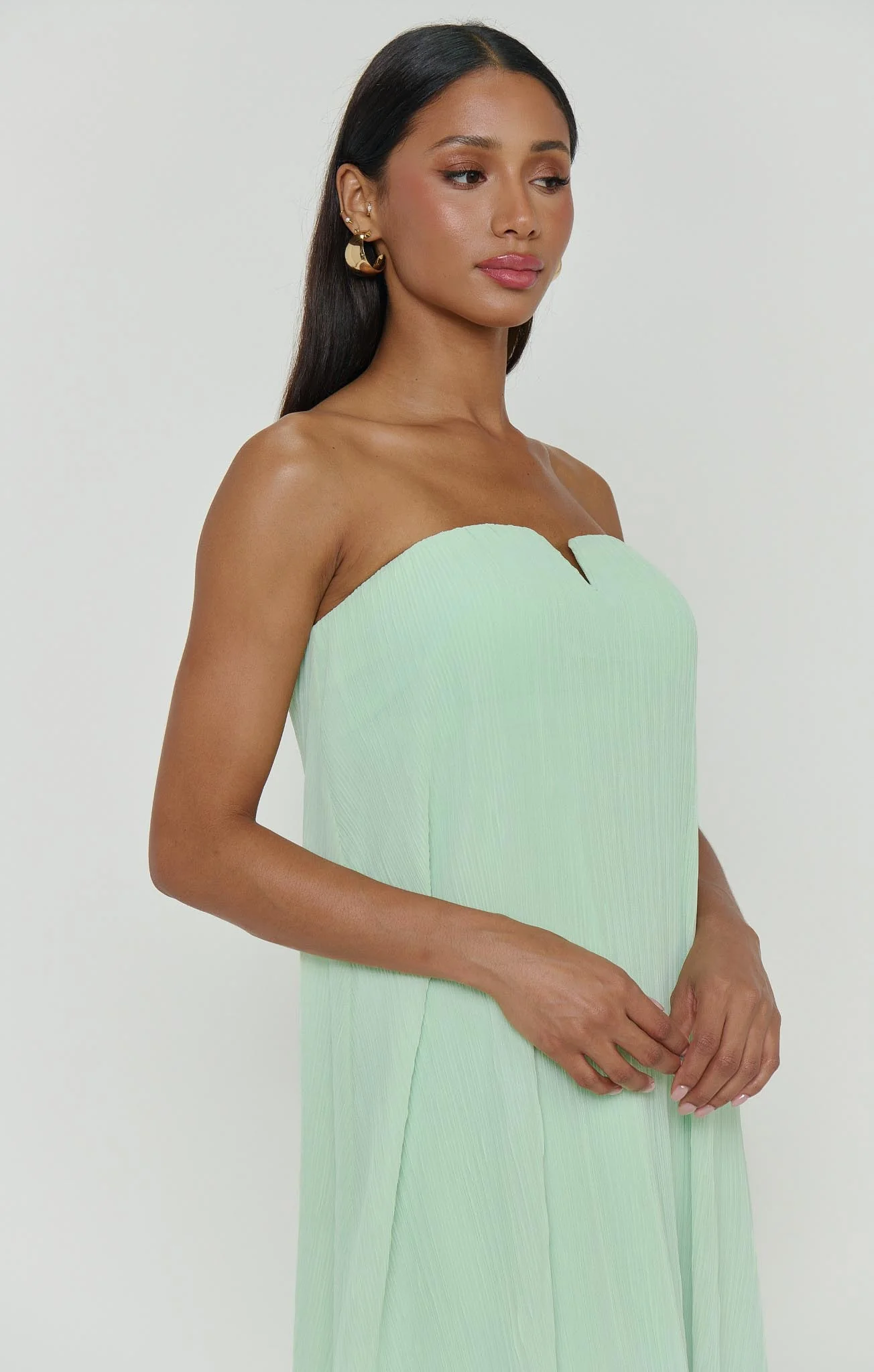 Athena Maxi Dress ~ Pistachio Pleated Chiffon