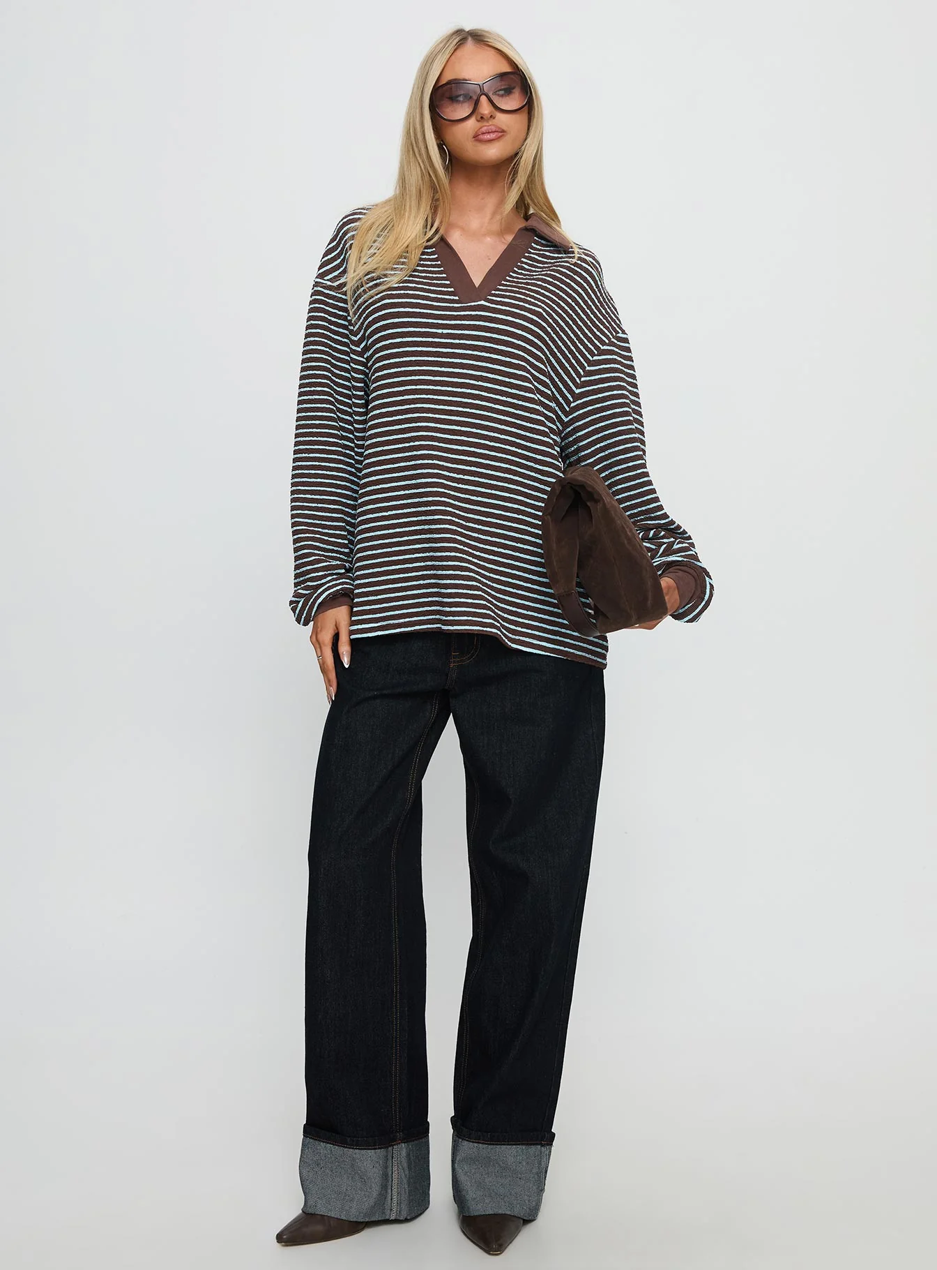 Rigbys Collared Jumper Brown / Blue Stripe