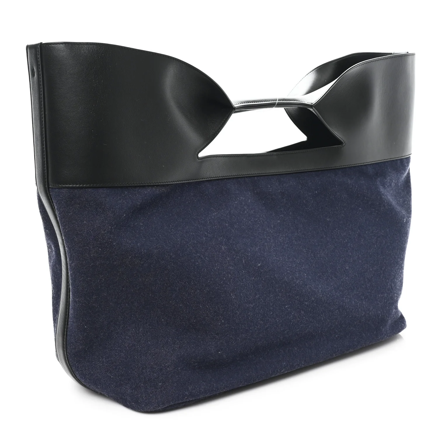 Calfskin Denim Large The Bow Bag Blue Black - Top Club