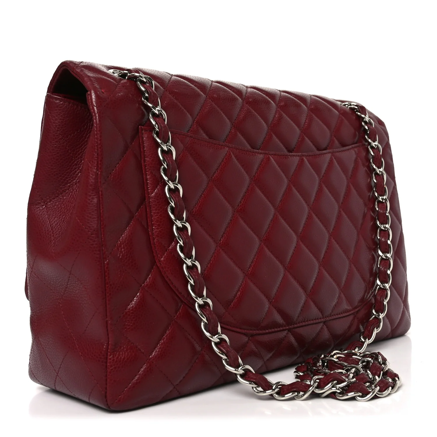 Caviar Quilted Maxi Single Flap Dark Red - Top Club