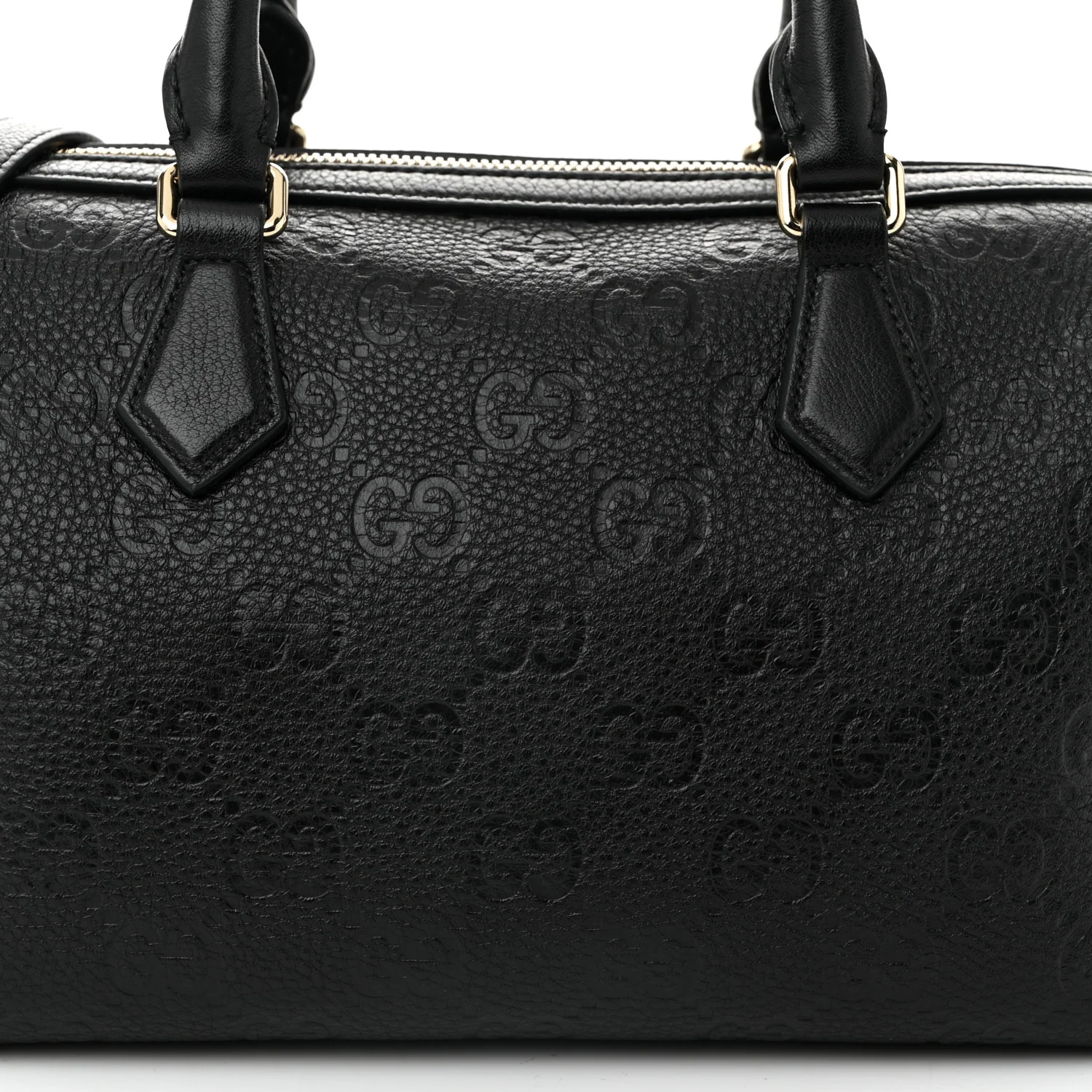 Calfskin GG Emblem Small Top Handle Bag Black - Top Club