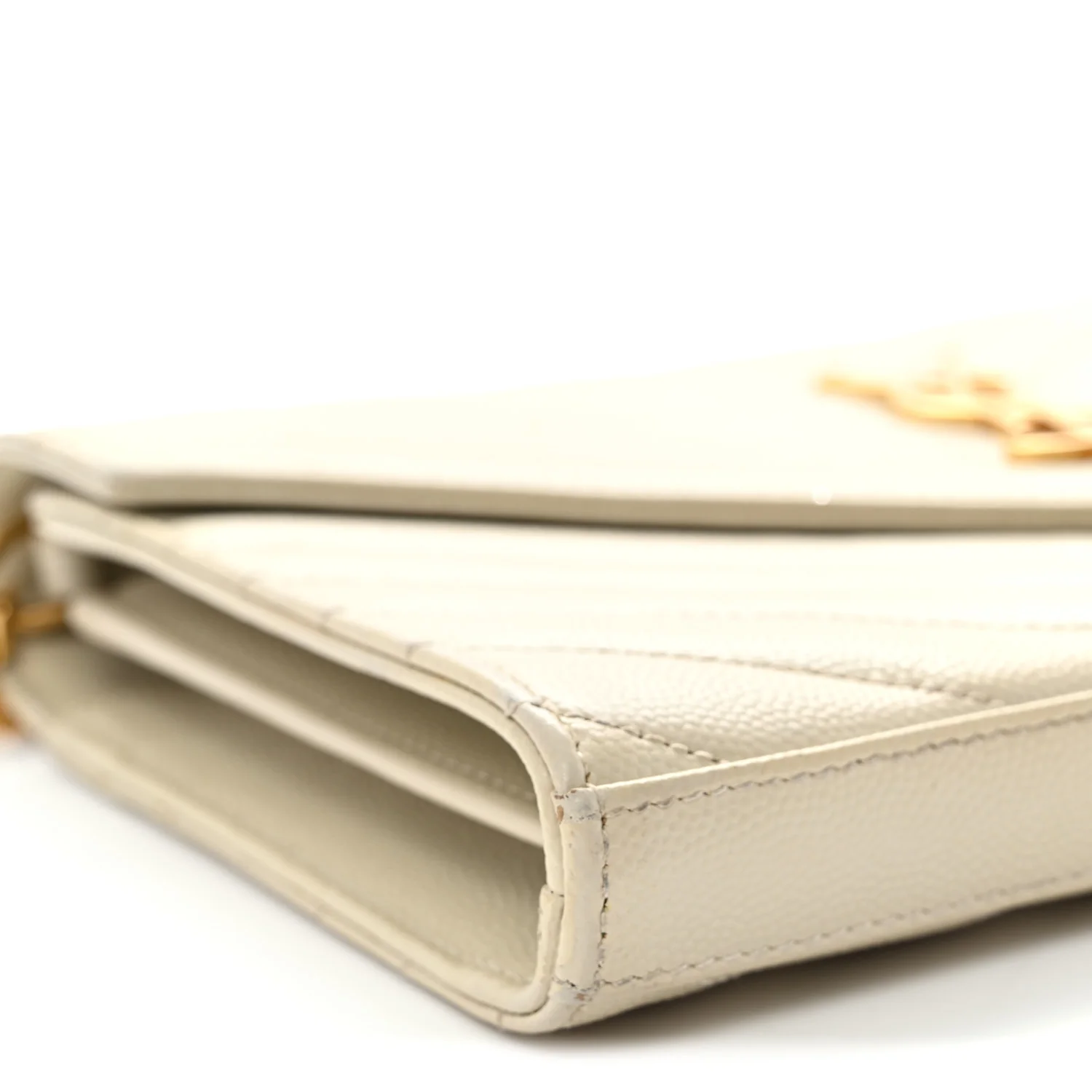 Grain De Poudre Matelasse Chevron Monogram Chain Wallet Crema Soft - Top Club
