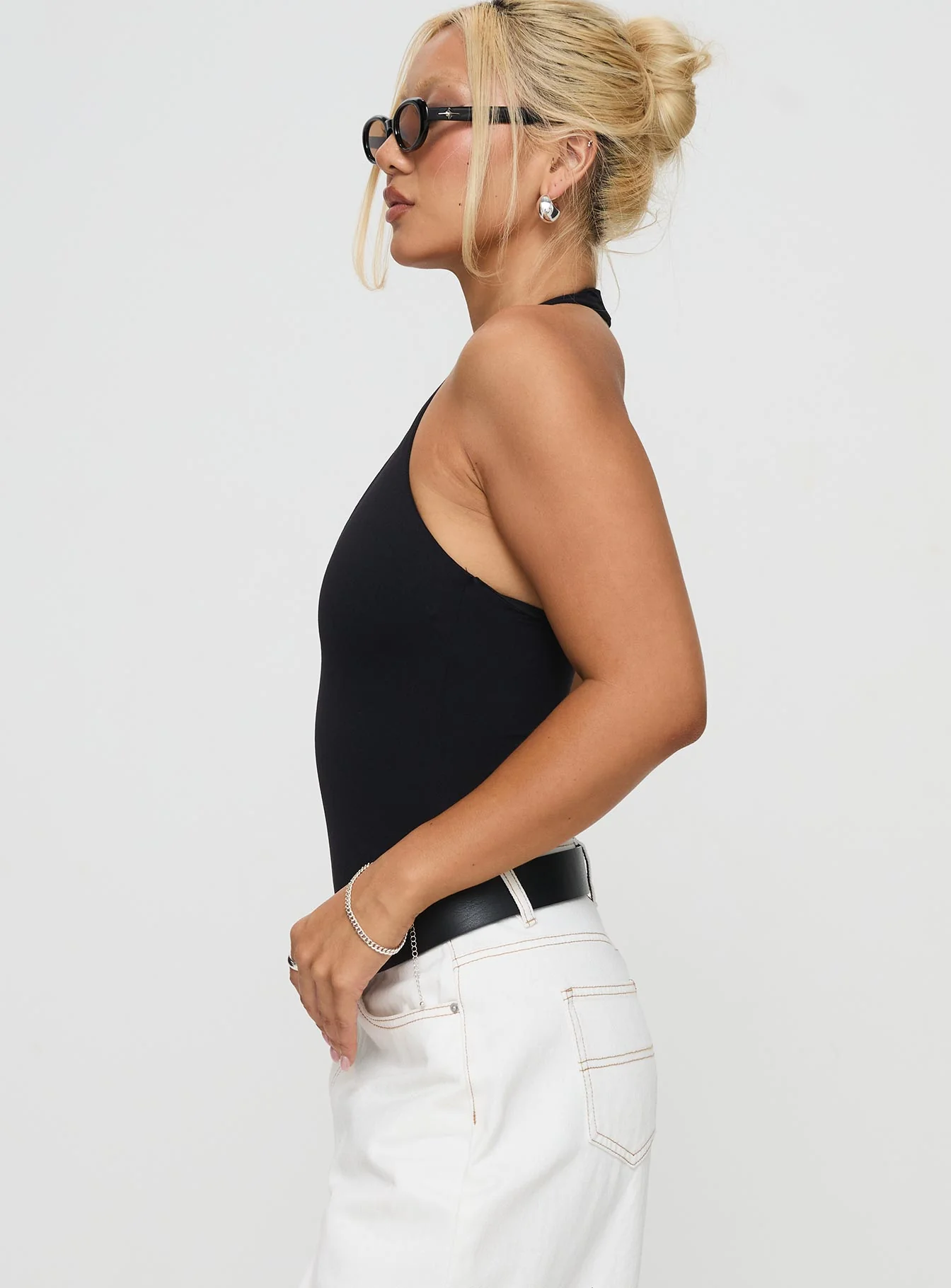 Someone New Halter Bodysuit Black Tall