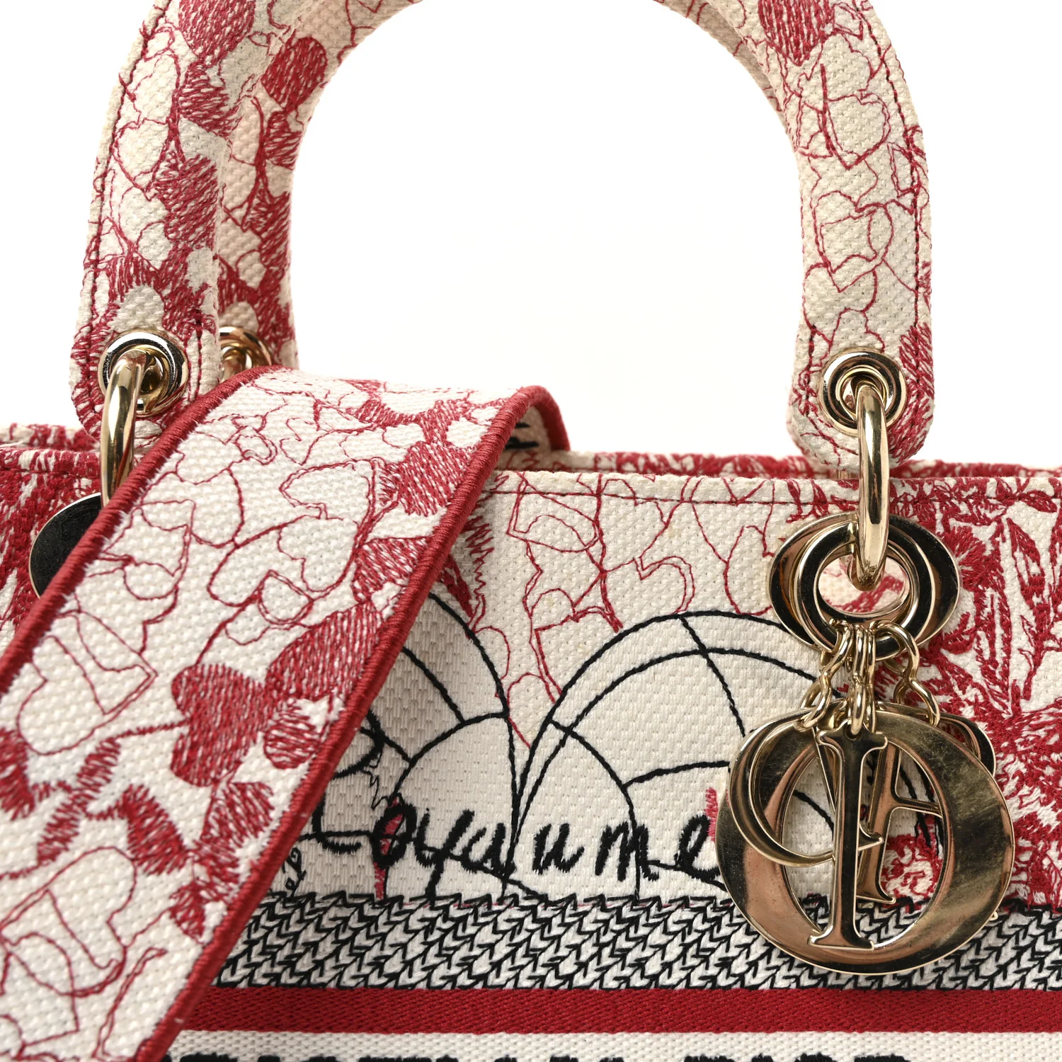 Canvas Embroidered Medium Dioramour D-Royaume Lady D-Lite Red Multicolor - Top Club