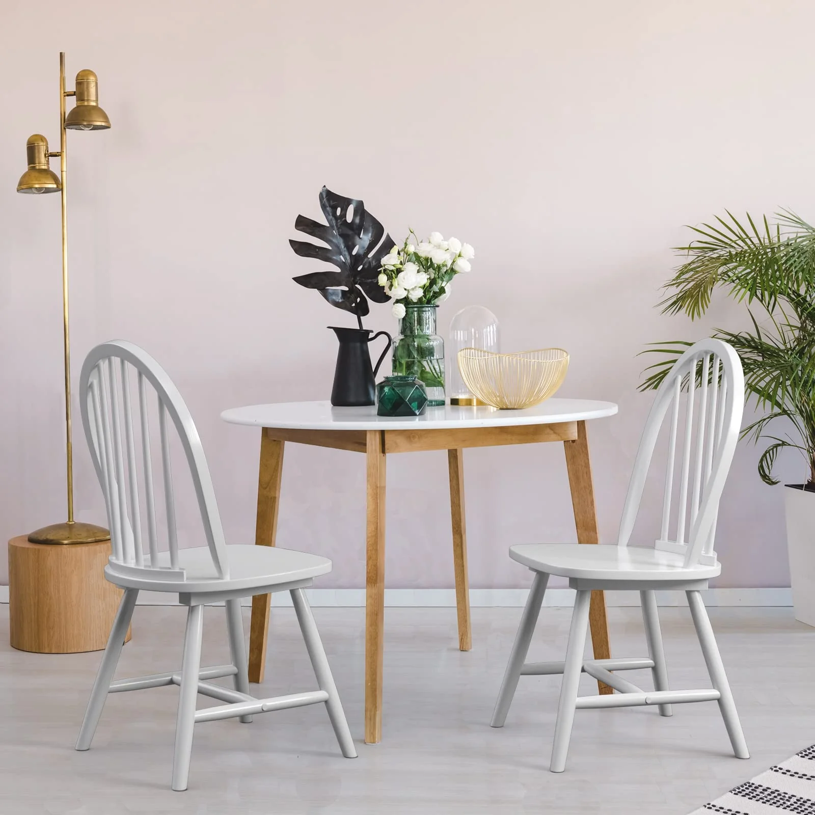BEFOUNDLOVELY Set of 2/4 Windsor Chairs, Kitchen Dining Chairs with Backrest