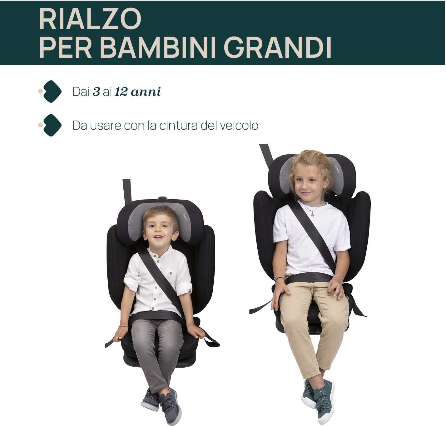Chicco Fold&Go S i-Size (ECE R129/04), Seggiolino Auto 100-150 cm, con Connettori Rigidi Isofix, Bambini 3-12 anni, Reclinabile e Pieghevole, Protezione Laterale, Altezza e Seduta Regolabili
