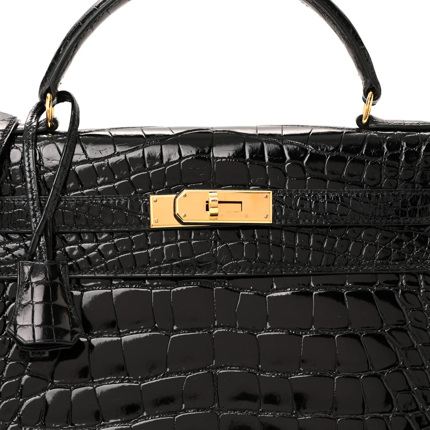 Shiny Alligator Kelly Sellier 32 Black - Top Club