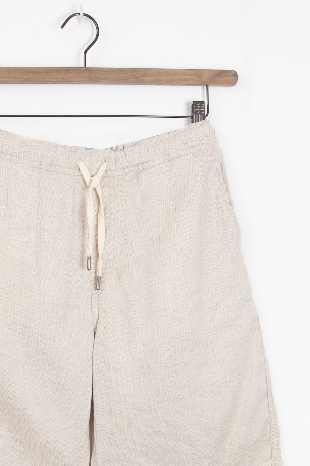 Beige herringbone shorts met aantrekkoord