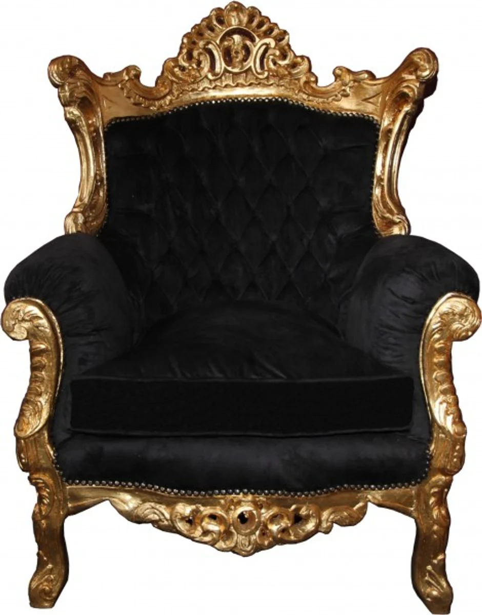Baroque living room set Master Black / Gold Mod2 - 3-seater sofa + 2 armchairs