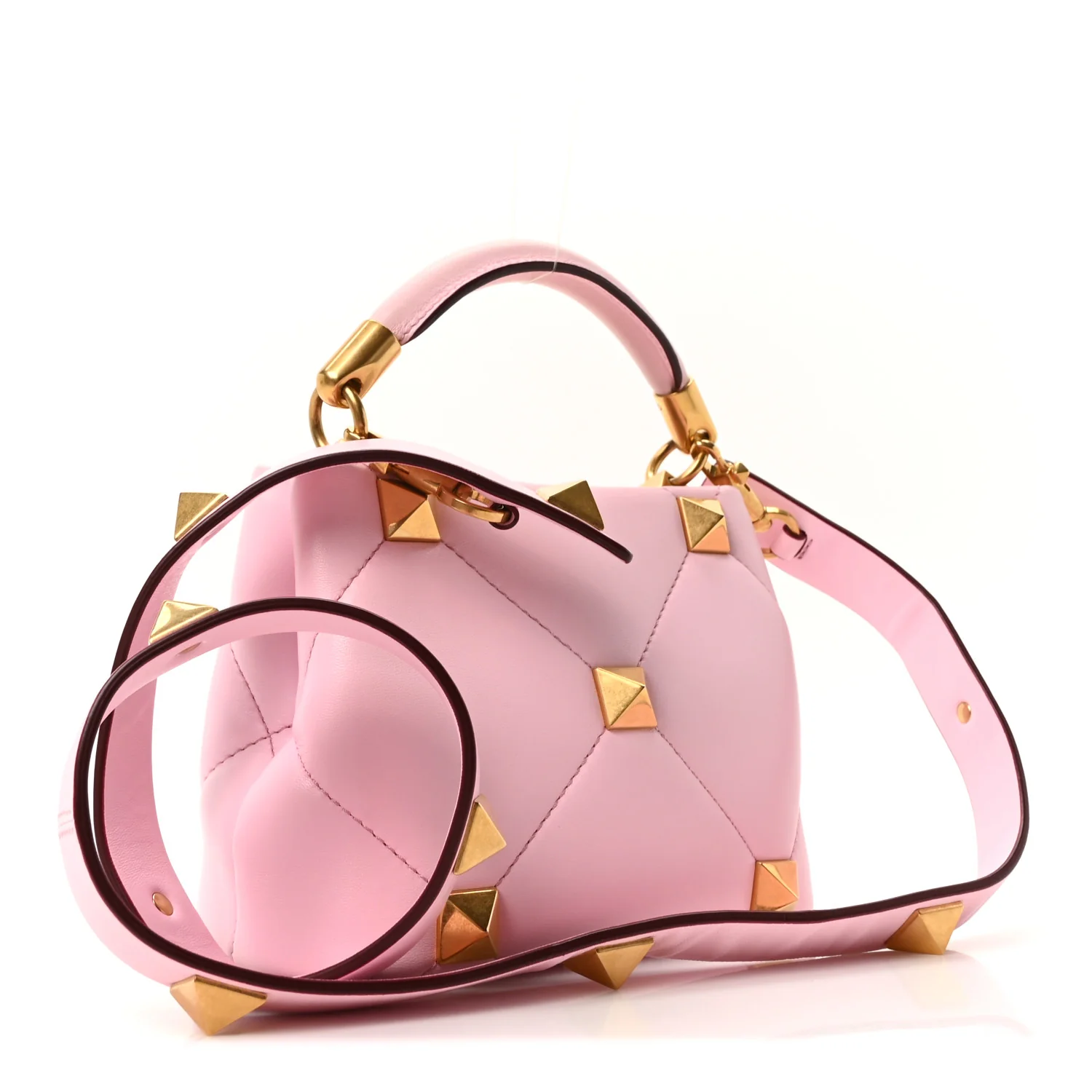 Nappa Mini Roman Stud The Handle Bag Pink Borealis - Top Club