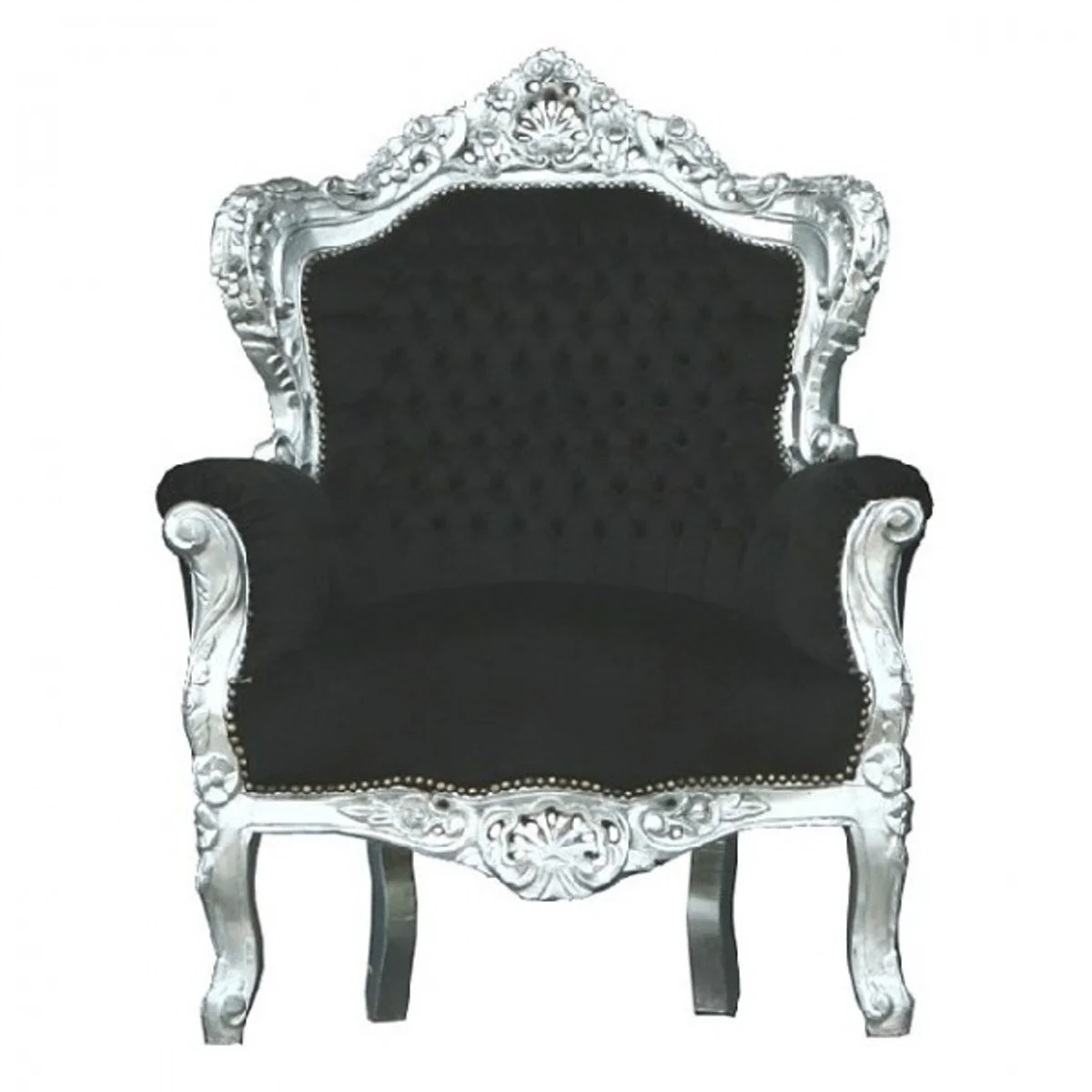 Baroque armchair King black / silver 85 x 85 x H. 120 cm