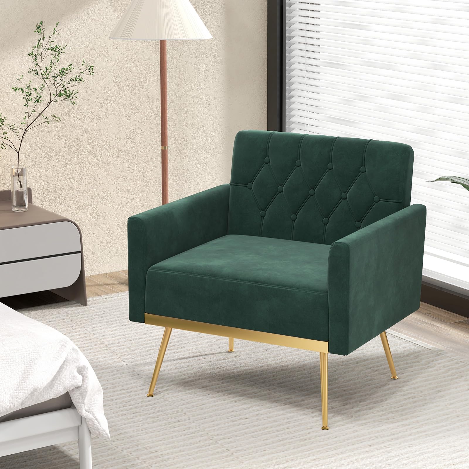 BEFOUNDLOVELY Velvet Accent Chairs Set of 1/2 Modern Tufted Arm Chair