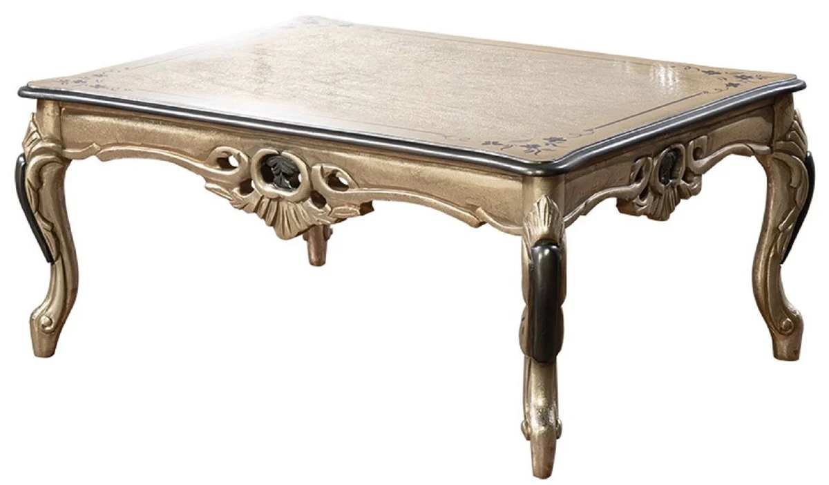 Luxury Baroque Coffee Table Gold / Black - Rectangular Baroque Style Living Room Table - Baroque Style Living Room Furniture - Baroque Furniture - Luxury Furniture in Baroque Style - Noble & Magnificent