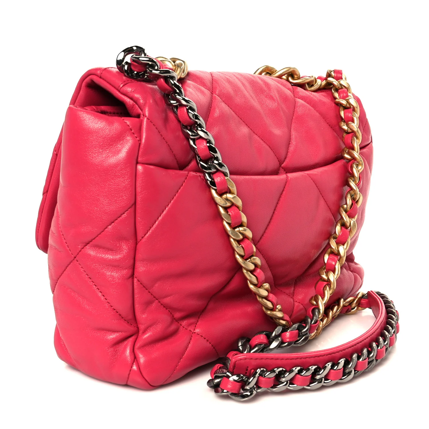 Goatskin Quilted Large Chanel 19 Flap Dark Pink - Top Club