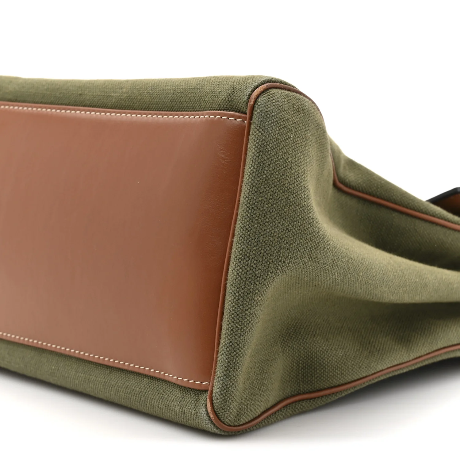 Canvas Calfskin Medium Soft 16 Top Handle Bag Khaki Tan - Top Club