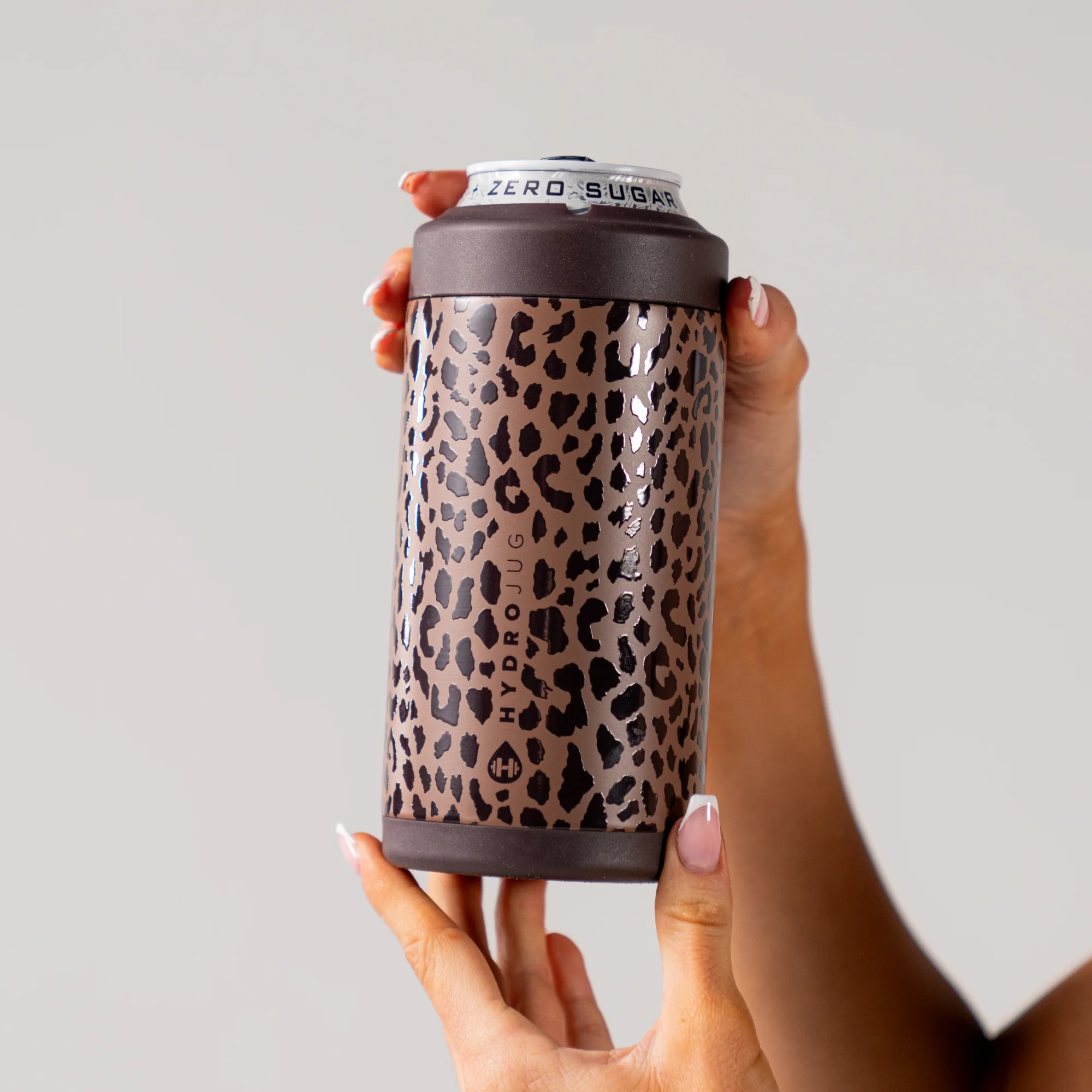 Can Cooler 16oz FreeSip® Stainless Steel Water Bottle - Brown Leopard