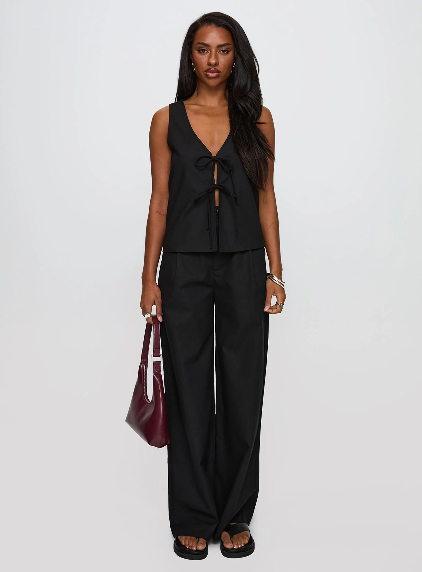 Elegance Tie Front Set Black