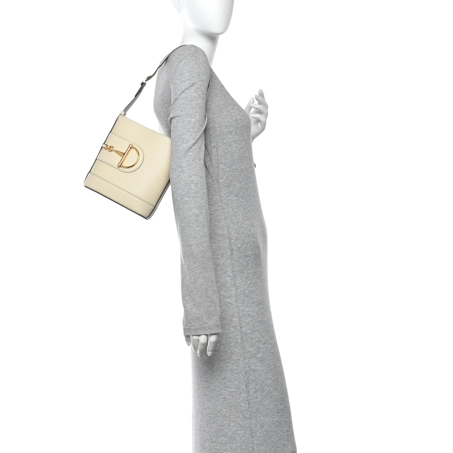 Arabella Calfskin Horsebit 73 Mini Bucket Bag White