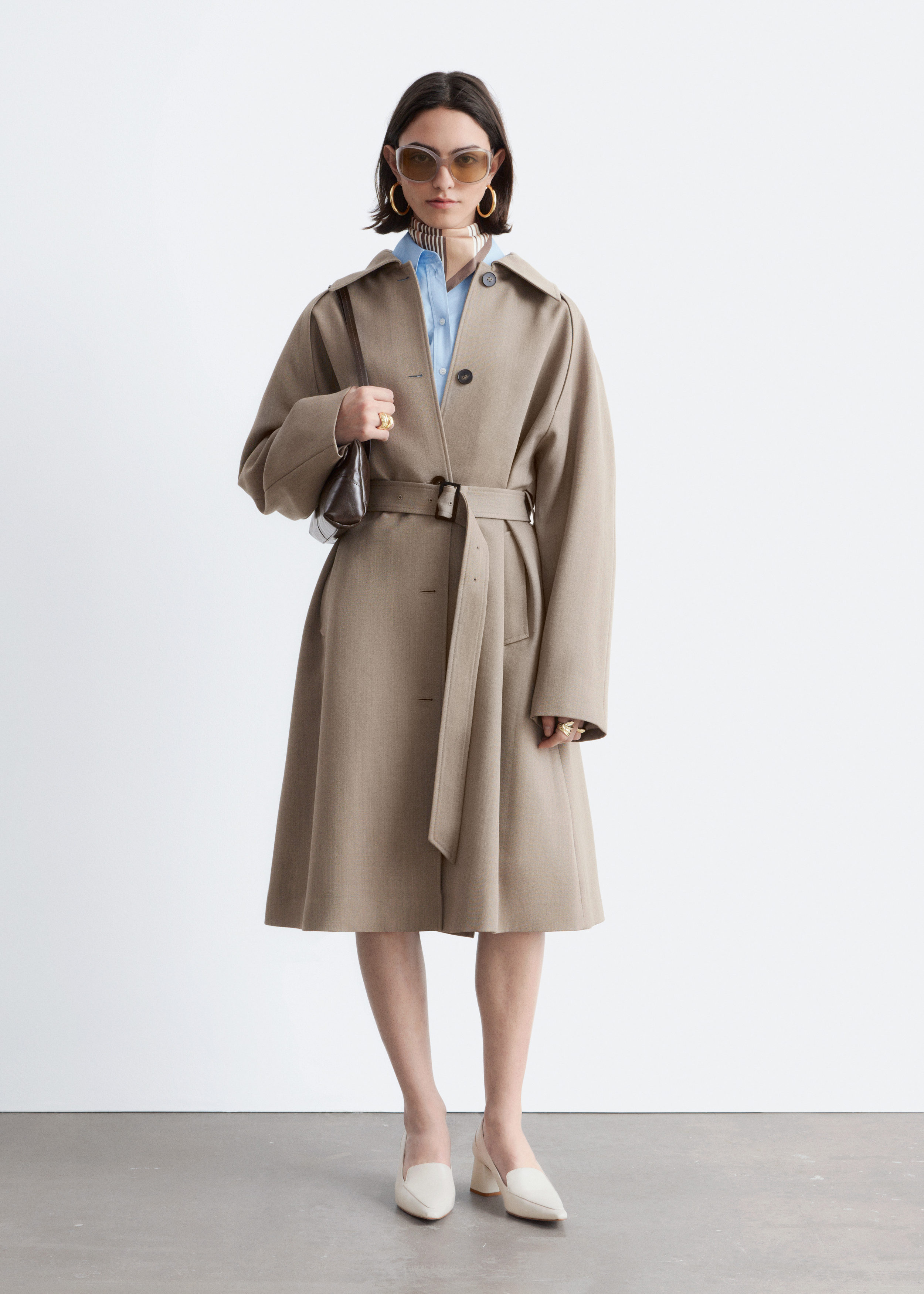 & Other Stories TIE-BELT WOOL TRENCH COAT