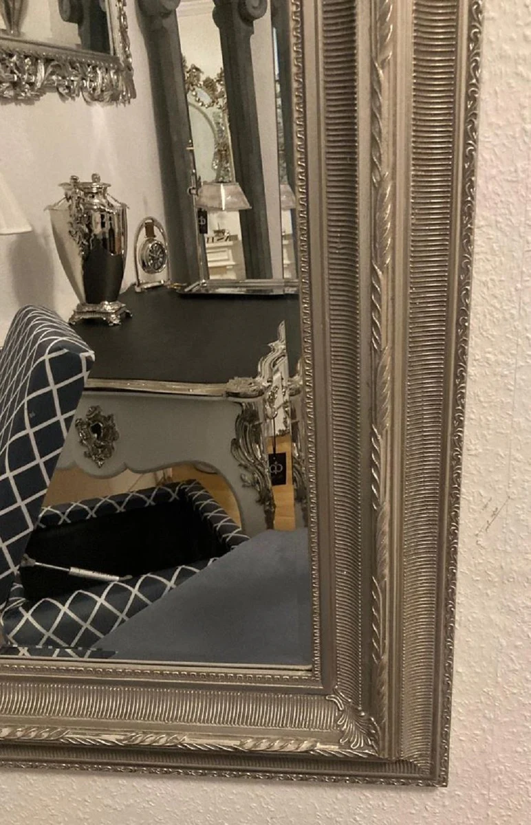 Baroque Mirror Silver - Rectangular Wall Mirror in Baroque Style - Handmade Baroque Wardrobe Mirror - Baroque Furniture - Baroque Interior - Noble & Magnificent