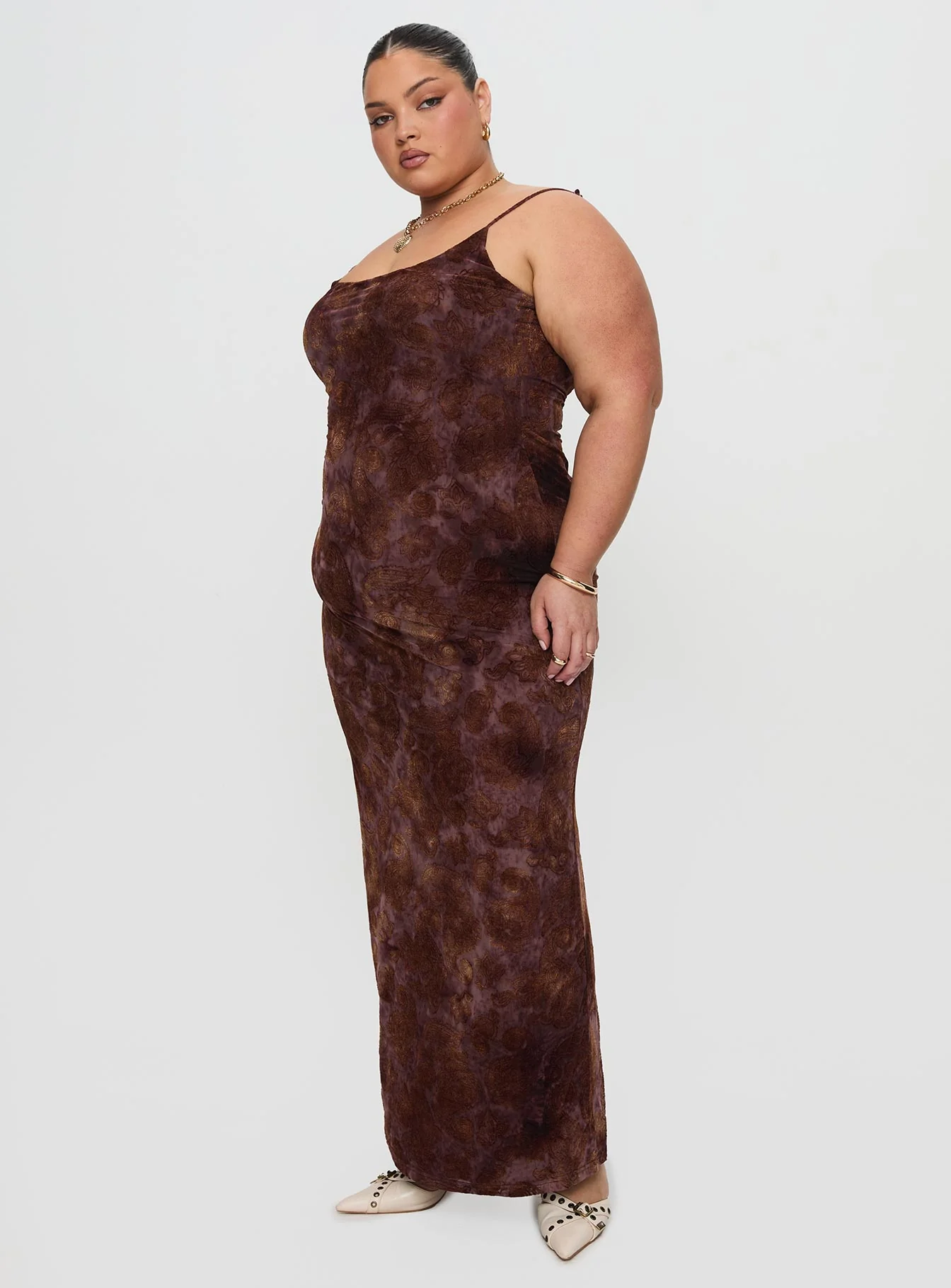 Knox Maxi Dress Chocolate Paisley Curve
