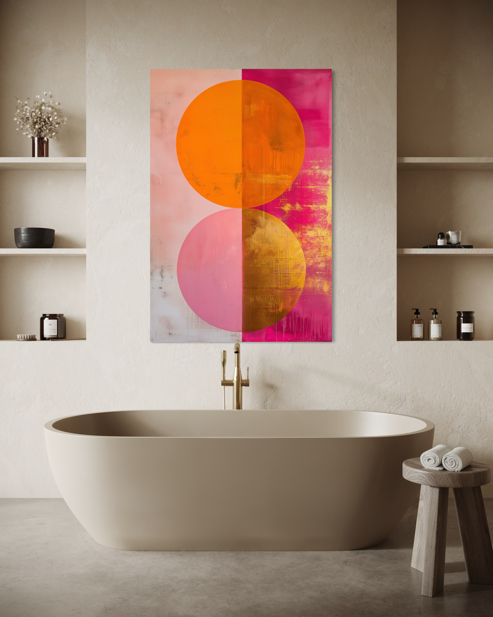 Dibond schilderij 'Pym Pink Gold & Orange'  80x120cm