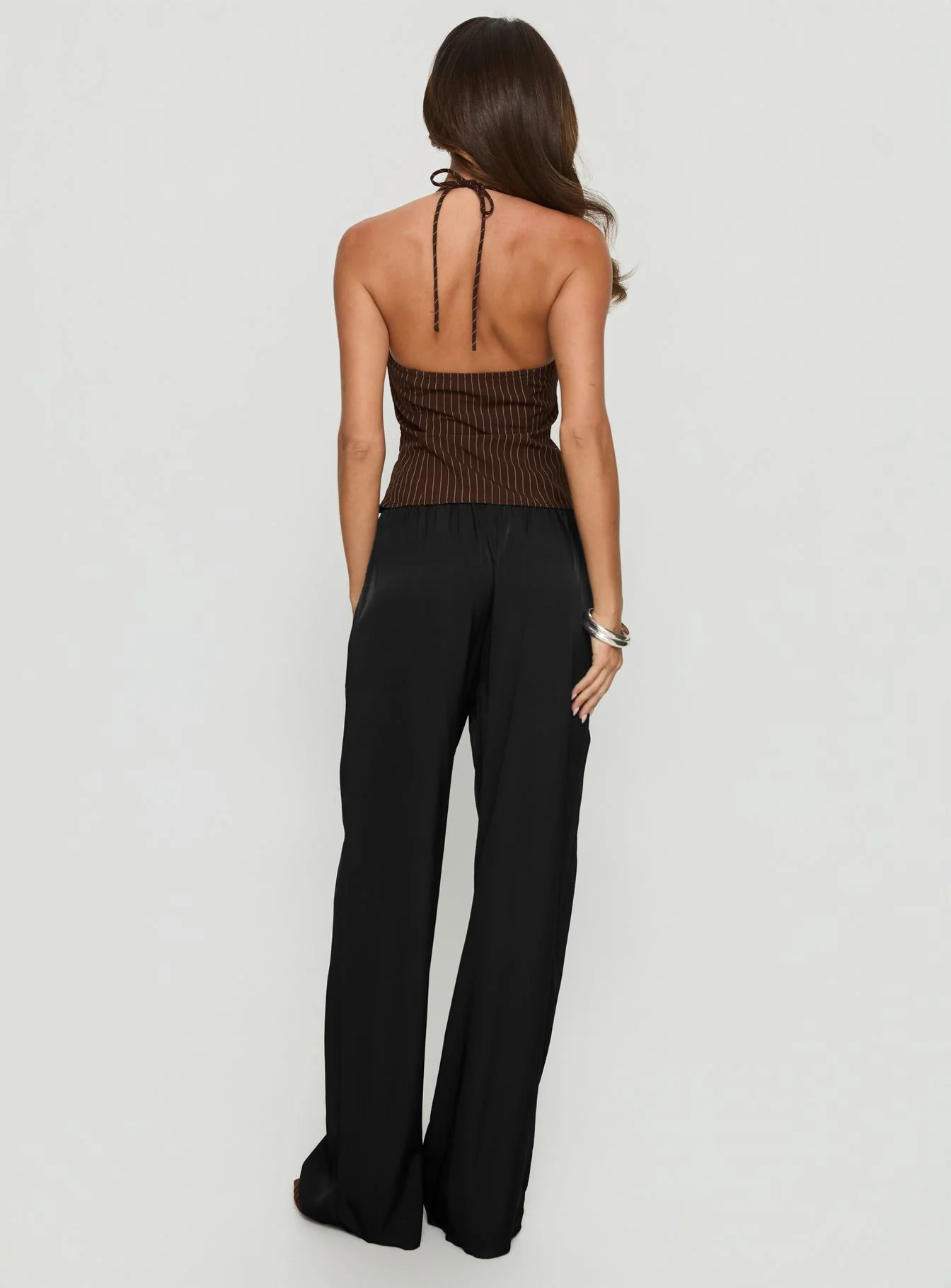 Breina Satin Straight Leg Pants Black