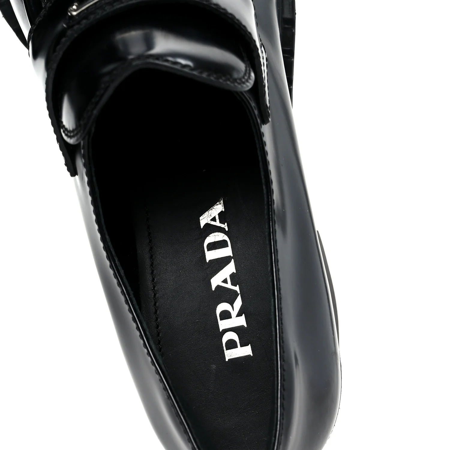 Spazzolato Metal Triangle Logo 85mm Loafers 40 Black - Top Club