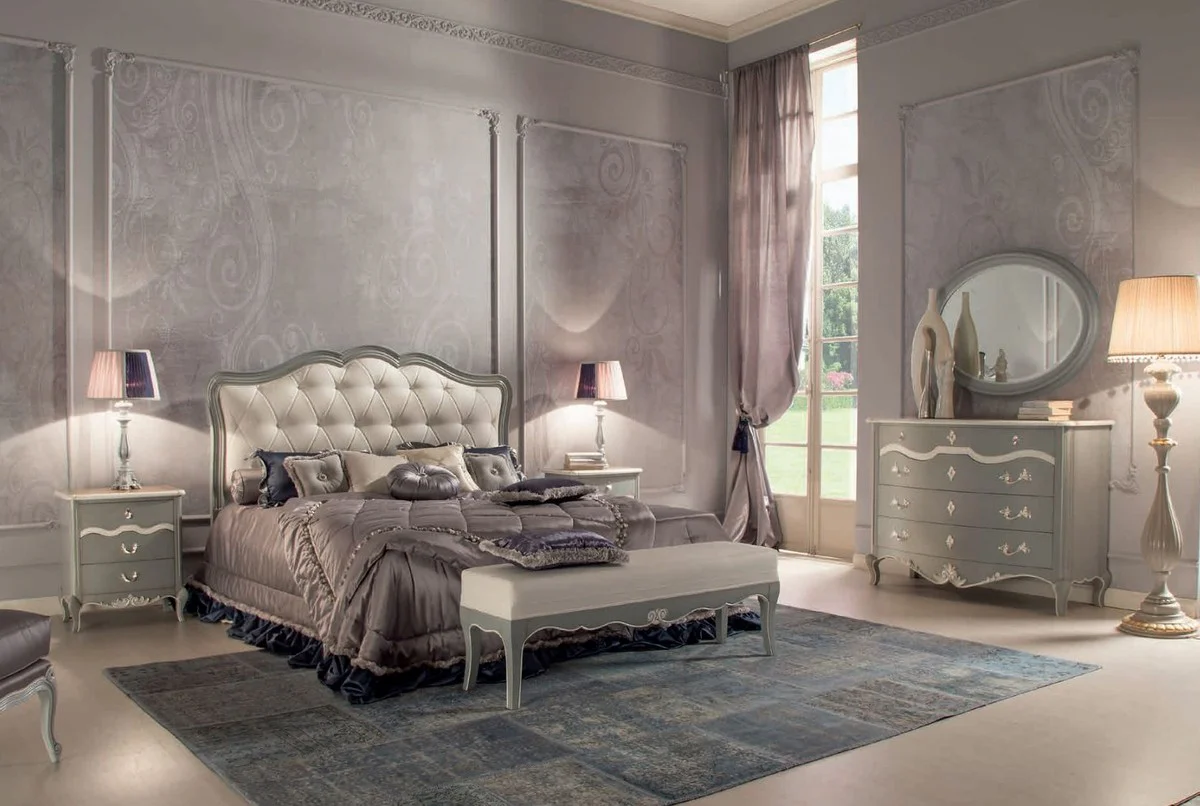 Luxury Baroque chest of drawers gray / white - Handmade solid wood chest of drawers with 4 drawers - Baroque style bedroom furniture - Baroque furniture - Luxury quality - Made in Italy