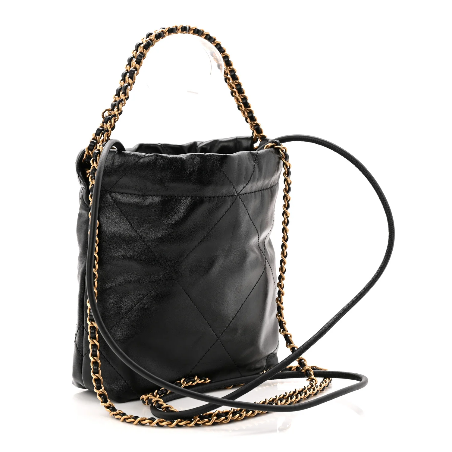 Shiny Calfskin Quilted Mini Chanel 22 Black - Top Club