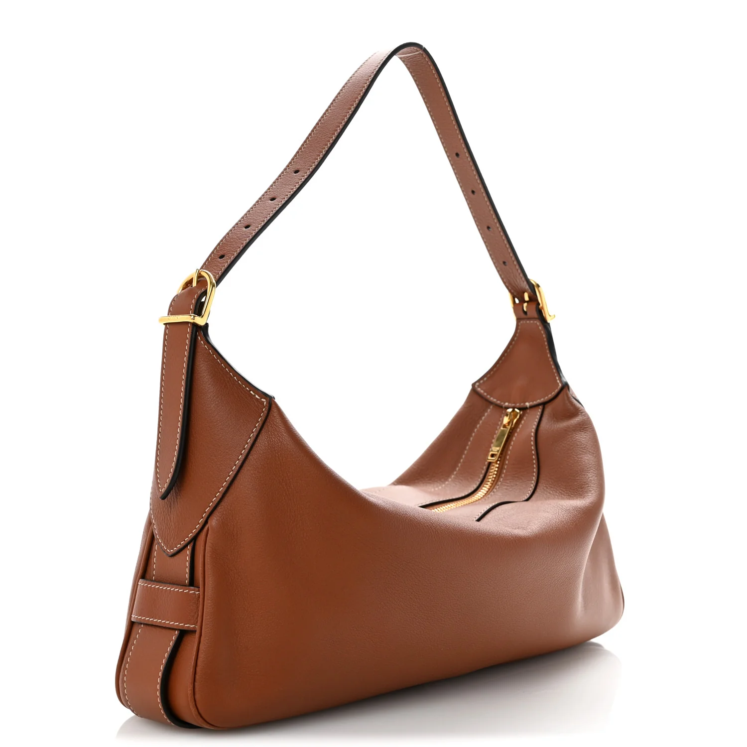 Supple Calfskin Medium Romy Shoulder Bag Tan - Top Club