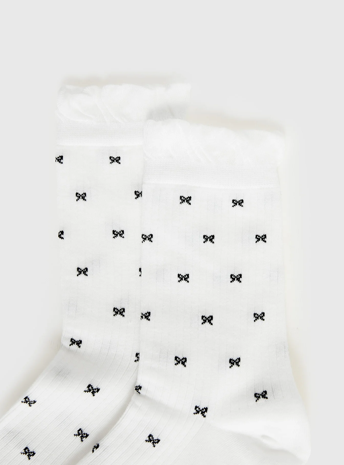 Soffie Frill Detail Bow Socks White