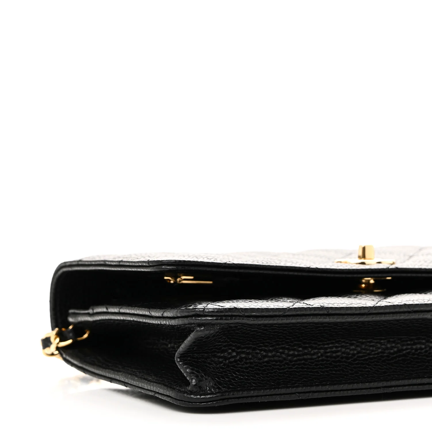 Caviar Quilted CC Turnlock Wallet On Chain WOC Black - Top Club