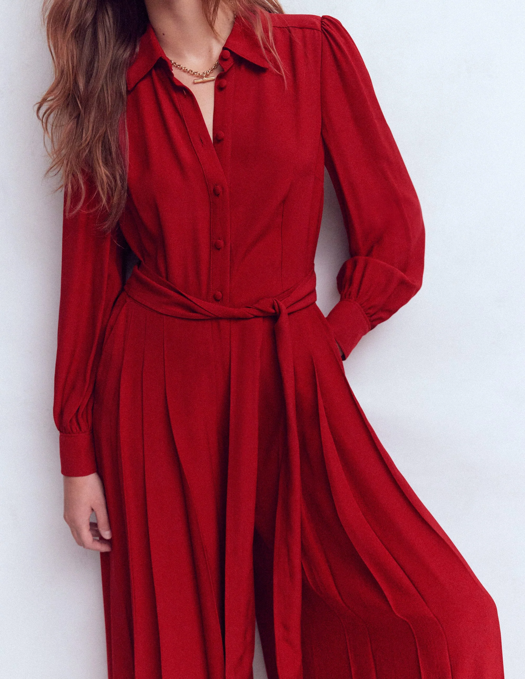 Palazzo-Jumpsuit mit Knopfleiste-ROT