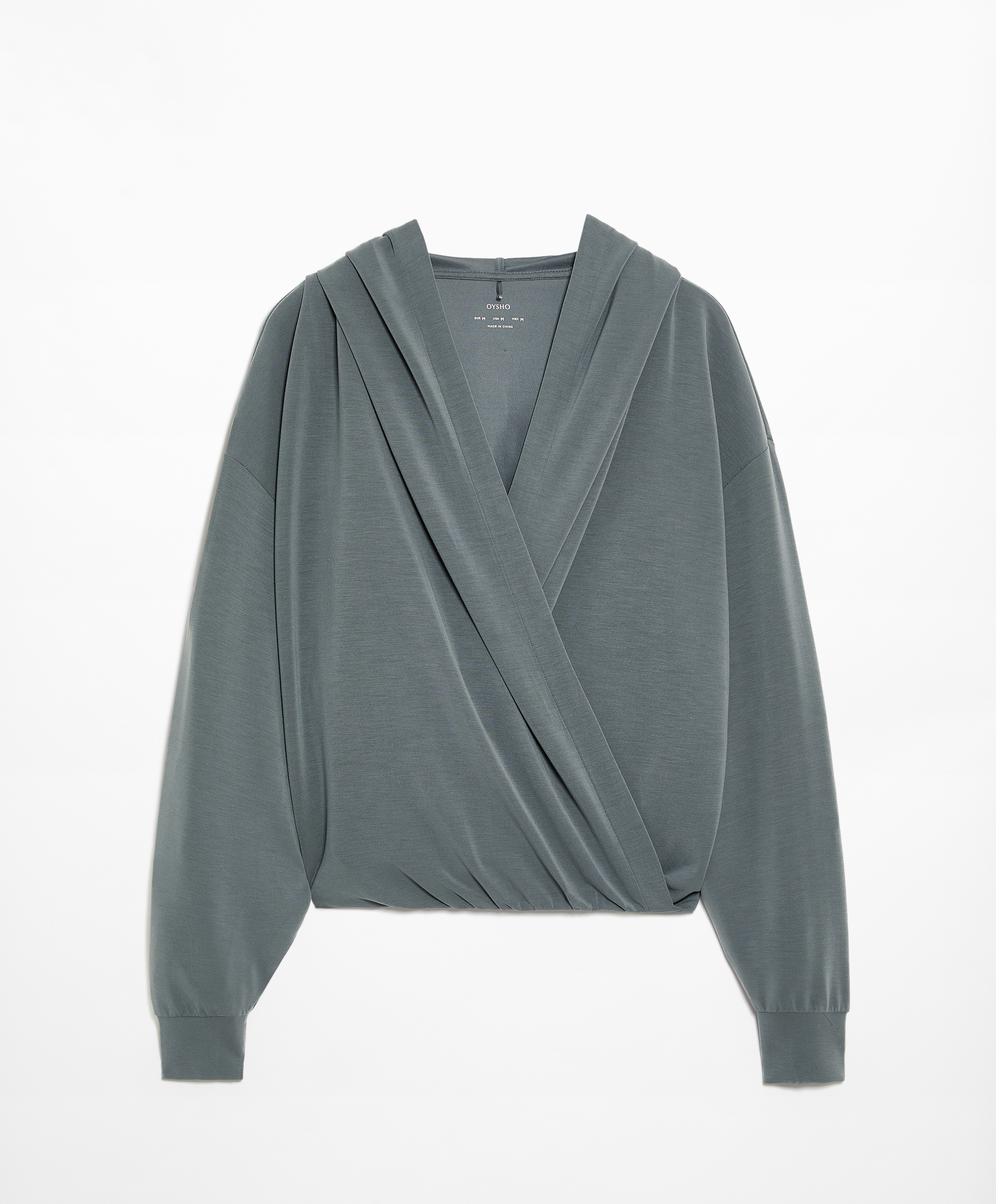 OYSHO Hooded wrap sweatshirt with modal