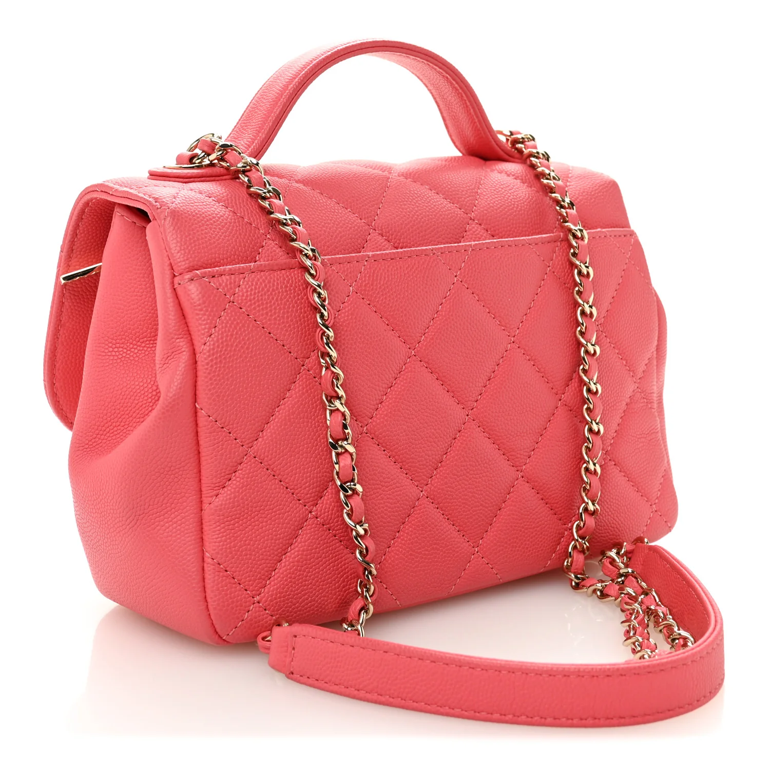 Caviar Quilted Small Business Affinity Flap Coral - Top Club
